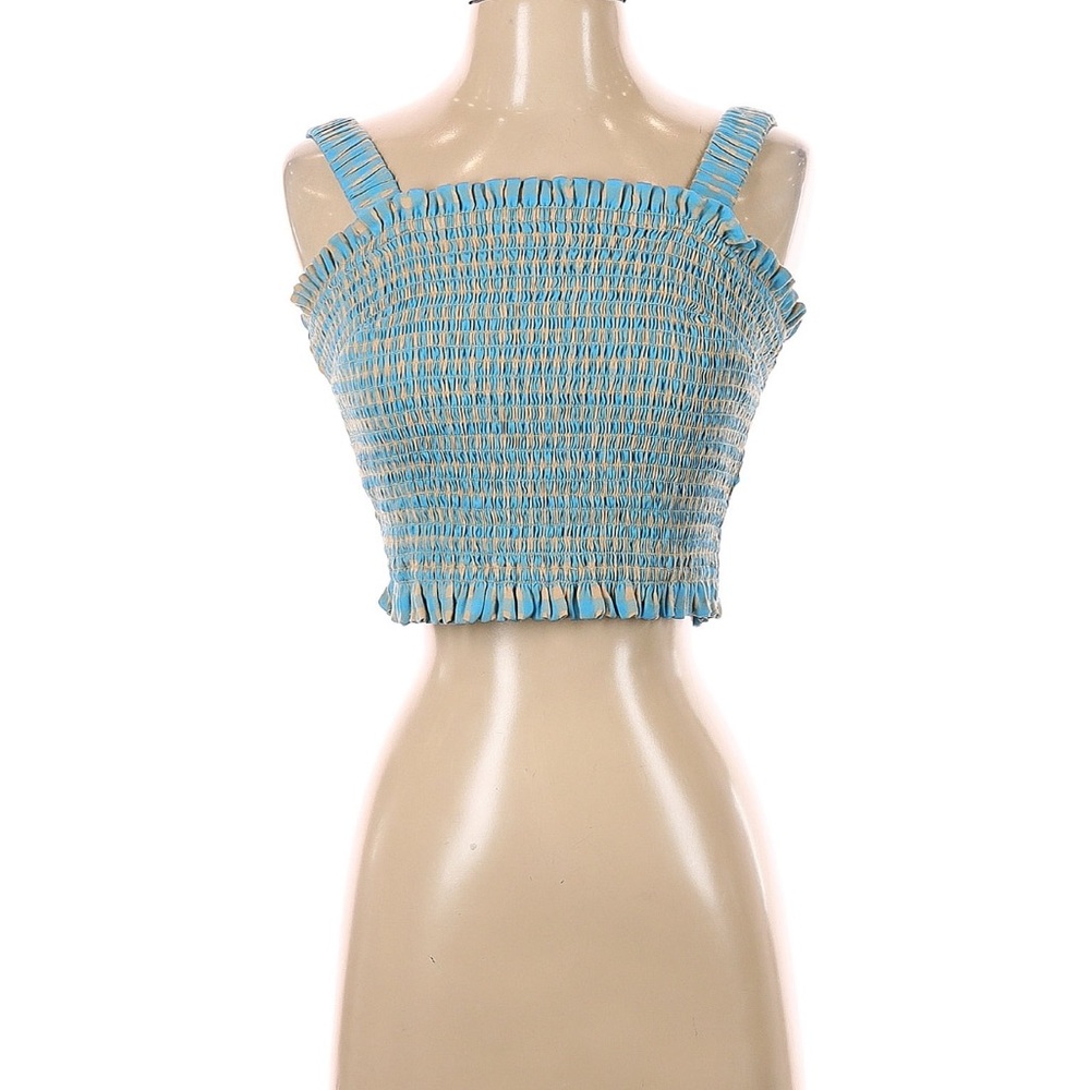Blue Smocked Crop Top • Find me now